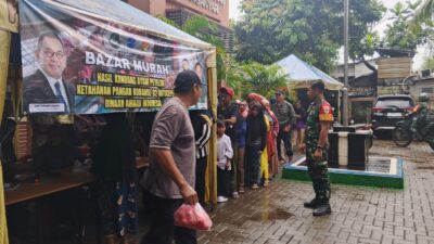 Koramil 02 Batuceper Gelar Bazar Murah, Program Ketahanan Pangan Ayam Petelur Binaan AirNav Indonesia Hadir untuk Warga Karang Anyar
