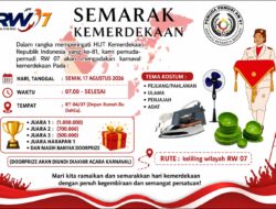 Pemuda Pemudi RW 07 Gelar Karnaval Semarak Kemerdekaan, Ajak Warga Rayakan HUT ke-81 RI dengan Semangat Persatuan